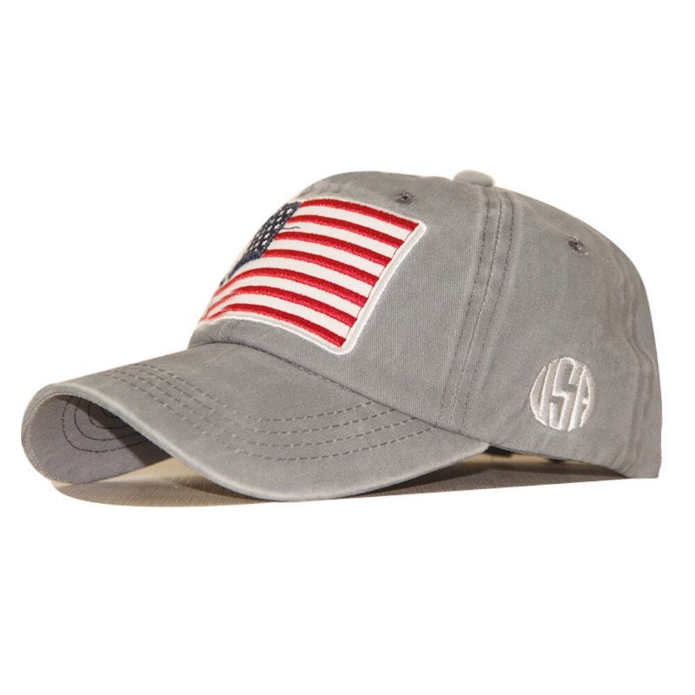 American Flag Gray Patch Patriotic Dad Hat Adjustable Baseball Cap NWOT